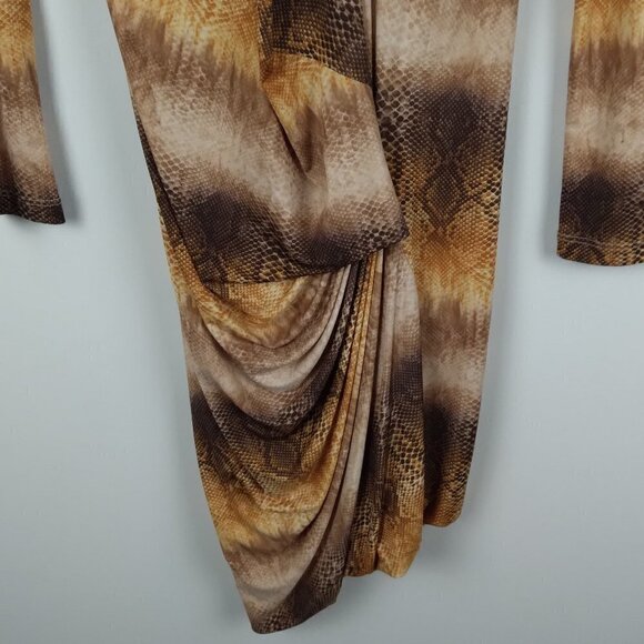 Ronny Kobo Tri Color Long Sleeve  Asymmetrical  BodyCon  Snake Print  Dress Sz S - Picture 5 of 10
